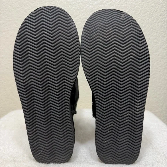 Juicy Couture Black Suede Boots Silver Sequin Juicy back faux fur lined Size 8 - Picture 11 of 12